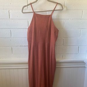 Madewell Knit Apron Midi Dress Rust Orange Medium